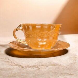 VINTAGE Fire King Peach Luster Ware Cup & Saucer set